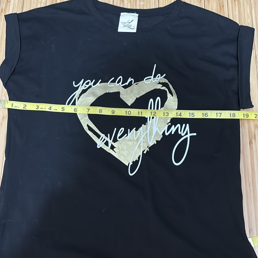 Women’s graphic tee. NWOT. Size small. Black with gold accents. - Picture 6 of 8